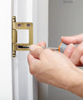 Vintage Style Solid Metal Cabinet Door Hinges 19mm Non Mortise Folding Hinges being installed on wooden door