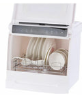 Plug And Go Compact Desktop Dishwasher With Intelligent Drying And Triple Wash Filter Designed To Skip The Install Drama While Delivering Immaculate Cleanings Daily, view of clean dishes in interior.
