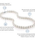 Must Have 14K Gold Akoya Pearl Necklace Bracelet Earrings Set With 18 Inch Princess Length For Women 7.5 To 8mm Round White Cultured Pearls