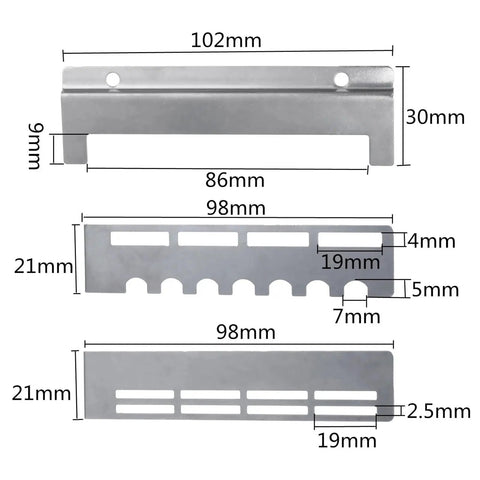 Diagram of Stainless Steel Beehive Entrance Reducer Kit, 20 Sets Anti Escape Hive Door For Beekeeping, showing dimensions in mm