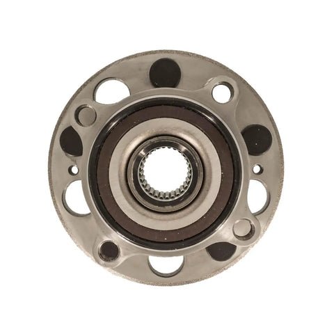 Front view of Acura RLX Front Wheel Bearing And Hub Assembly With ABS Sensor 5 Lug Direct OE Replacement 28 Spline Hub
