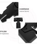 Close-up of black ABS plastic kid safe fridge lock set for childproof cabinets and refrigerator doors, easy no tools install.