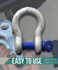 Close-up of Heavy Duty Seven Eighths Inch Forged Anchor Shackle Built Tough For Towing And Rigging with screw pin