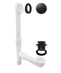 White Tubular Bathtub Waste and Overflow Assembly Kit with Tip-Toe Drain Plug, 1-1/2 Inch by 14 Inch, Slip Joint, ADA Approved.