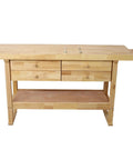 Beefy Heavy Duty Wooden Workbench With Four Drawers And Rubber Wood Top, 60 Inch Garage Shop Table With Two 16 Inch F Clamps
