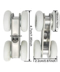 Zinc Alloy Four Wheel Metal Hanging Sliding Wardrobe Closet Door Rollers Set Pulley Hardware dimensions shown