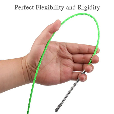 Heavy Duty Plastic Coated Steel Fish Tape 3Mm 49Ft Wire Puller shown in hand demonstrating flexibility and rigidity for wiring tasks.