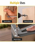 Image showing multiple uses of Premium Zinc Plated Wood Screws Featuring Truss Head And Phillips Drive for wood, drywall, and plastic.