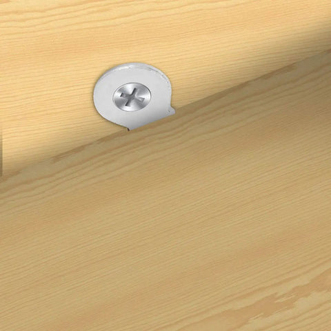 Rock Solid 30 Pack Figure Eight Desk Fasteners with Screws Heavy Duty Solid Steel 12 Gauge on wooden surface for attaching tables