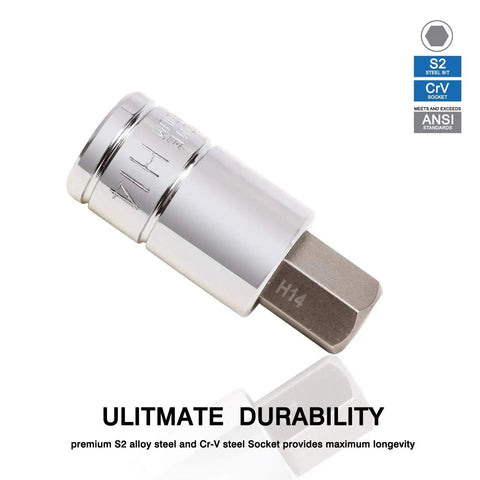 14mm hex bit from Thirteen Piece Metric Hex Bit Socket Set With One Quarter, Three Eighths, One Half Inch Drives From Two To Fourteen Millimeter