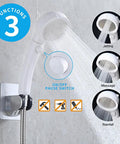 No-Drill High Pressure Handheld Shower Head With On Off Pause Switch, 3 Spray Modes, Water Saving Design, wall-mounted view