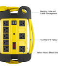 Heavy Duty Metal Power Strip With USB Ports 8 Outlets 2700 Joules Surge Protector Pro Grade Industrial 15 Amp 6 Foot Cord Yellow