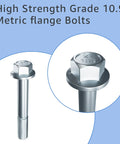 High strength Grade 10.9 metric flange bolts featured in 12 Piece M10-1.5 Engine Stand Bolt Kit For Gm Ls Motors.