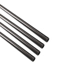 Four 330mm carbon fiber tubes for RC models, 6mm inner, 8mm outer, 3K glossy roll wrapped, shown in a row.
