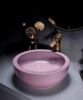 41Cm Dia Round Art Basin Bathroom Counter Basin Pink Color, Countertop Bathroom Vessel Sink, Above Counter Porcelain Ceramic Vanity Sink with speckled design.
