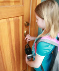 Girl using Super Handy Outdoor Key Lock Box With Digital Push Button Keypad For Outside Use Portable Shackle Safe Box