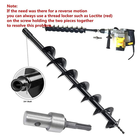 Turn Your Drill Into A Ground Auger Pro With This Heavy Duty Carbon Steel Keyless Chuck Adapter For Impact Drivers And Electric Drills 1 To 3 Drill Converter Garden Auger Attachment attached to electric drill.