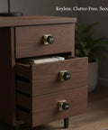 Keyless Mechanical Cam Lock For Drawers Gold Zinc Alloy Cabinet Security With 3 Digit Combination Dial on brown desk drawer