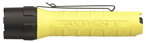 PolyTac X 600 Lumen Tactical LED Flashlight With Ten-Tap Programmable Modes, 11,485 Candela, Yellow Finish, side view