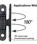 Rock Solid Heavy Duty Bolt On Gate Hinges Featuring Zero Fuss Sealed Bearings For Massive Driveway Gates Holding Up To 1100 Lbs showing 180° swing range.
