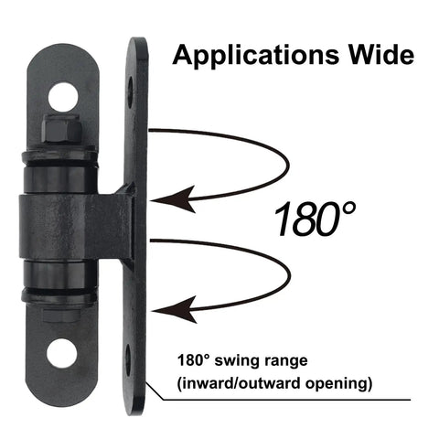 Rock Solid Heavy Duty Bolt On Gate Hinges Featuring Zero Fuss Sealed Bearings For Massive Driveway Gates Holding Up To 1100 Lbs showing 180° swing range.