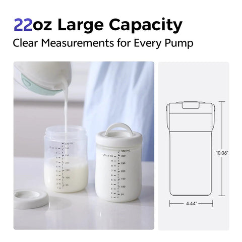 22 Oz Portable Breast Milk Cooler showing clear measurement lines, ideal for work commutes, featuring heavy-duty vacuum insulation.