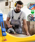 Pro Grade Circular Saw Guide Base Clamp For Straight Bevel And Rip Cuts Adjustable Milling Positioning Jig In Use By Worker