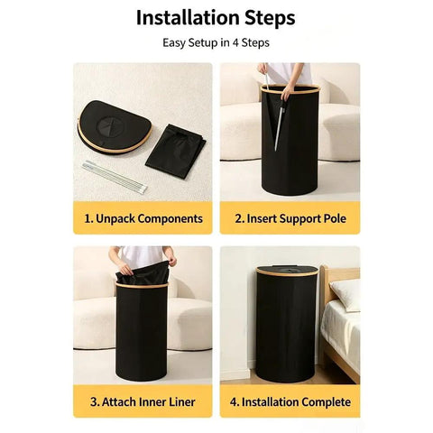 Installation steps for Kick Clutter To The Curb With This Slick Collapsible Storage Bin And Lid Premium Oxford Fabric Organizer Basket.