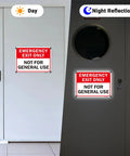 2 Pack Emergency Exit Only Sign Not For General Use Clear As Day Warning Label on white and dark doors, rust-proof aluminum.