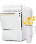 V2.0 Nugget Ice Maker Delivers Chewable Pebble Ice Fast On The Counter For Home Or Office Use With Self Cleaning And Energy Efficient Performance 38 Lbs Per Day Pellet Ice Machine Ideal Gift white unit with open lid and splash near mug