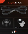 Engine Serpentine Belt Drive Kit With Tensioner And Idler Pulley For Ford Focus 2007 To 2011 And Transit Connect 2010 To 2013 2.0L DOHC