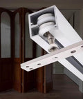 Bi-Folding Barn Door Hardware Sliding Track Kit For Double Wood Doors Beefy Heavy Duty Steel Rail With Hidden Ceiling Mount