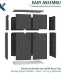 Disassembled panels of 57 Cu Ft Outdoor Storage Shed With Floor, All Weather Resin Design For Patio, Garden And Lawn