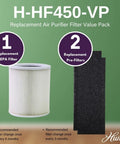 HF450 VP Pro Grade Filter Value Pack With EcoSilver Pre Filter And Coconut Carbon Odor Control And True HEPA Replacement