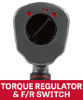 Heavy Duty 1 Inch Pistol Grip Aluminum Impact Wrench showing torque regulator and forward/reverse switch.