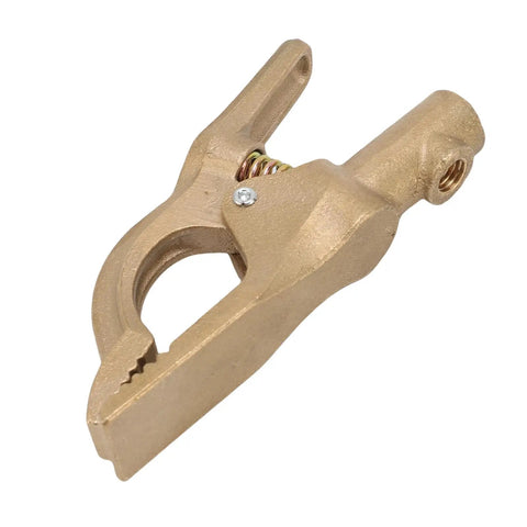 Sturdy Brass A Shaped Welding Ground Clamp With High 300 Amp Conductivity For Heavy Duty Stick And Arc Welder Jobs That Get Tough And Need Reliable Power Connections Every Time, 141mm length.