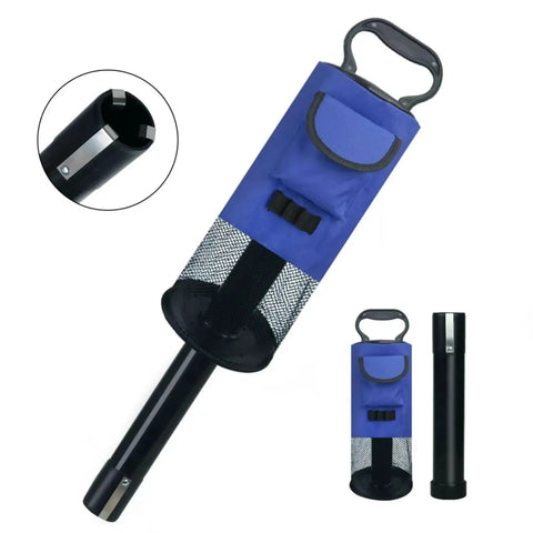 Portable Golf Ball Retriever With Detachable Tube And Large Mesh Pocket That Holds 70 Plus Balls, Easy Ball Pickup Bag shown
