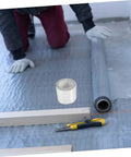 Self-Adhesive Roof Repair Tape With Aluminum Foil Butyl Sealant for Quick Leaks Fix on display with DIY setup