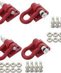 Red Metal RC Crawler Trailer Tow Hook Set Four Piece D Shackles With Buckle Winch Accessories For One Tenth Scale RC Cars And Trucks
