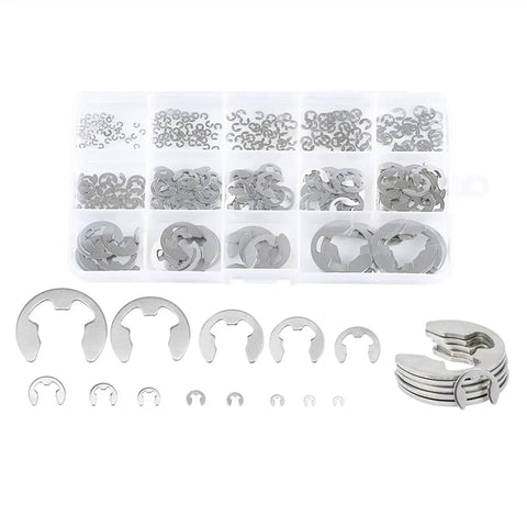 E Clip Circlip Snap Ring Assortment Kit 1.2mm To 15mm Silver External Retaining Rings Pack Of 290 For Cylinders Cars
