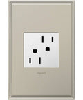 Tamper-Resistant 15A Outlet 12 Pack Gloss White Finish Contractor Pack ARTR152W4-12PK Wall Plate Not Included Kid Safe Shutter System For Home Reno And Remodels shown on wall