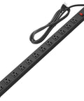 Wall Mount Power Strip With Twelve Wide Spaced Outlets, Aluminum Alloy Mount Socket With Switch, 3 Ft Cord, Heavy Duty Design