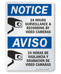 Skip The Drama Outside With Our 24 Hour Video Surveillance Sign 10X14 Inch durable aluminum sign displaying surveillance warnings.