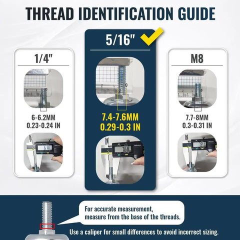 Thread identification guide for Inline Skate Style PU Screw In Caster Wheels With Five Sixteenths Eighteen Threaded Stem 25mm.