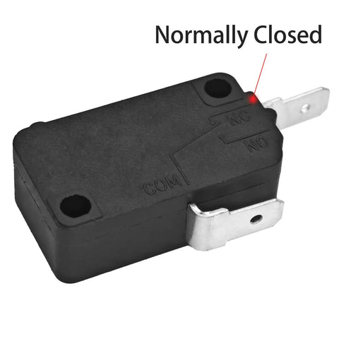 Heavy Duty Micro Switch Pair Normally Closed 2 Pin 10A 20A 250V Pin Plunger Snap Action Switch showing compact black housing.