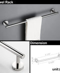 Towel bar from Four Piece Bathroom Hardware Set With Towel Bar Hand Towel Holder Toilet Paper Holder And Robe Hook In Polished Chrome