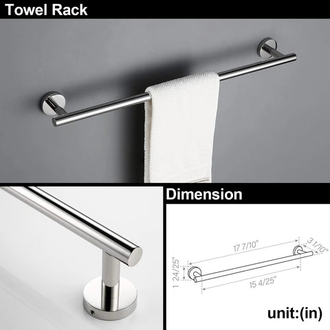 Towel bar from Four Piece Bathroom Hardware Set With Towel Bar Hand Towel Holder Toilet Paper Holder And Robe Hook In Polished Chrome
