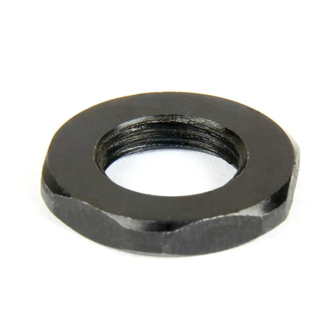 Top Shelf Steel Jam Nut For.40 Caliber And 6.5 Grendel Builders Boasting Full Cnc Threads And Mag Phosphate Coating In Matte Black For Dead Tight Fitting On Custom Gun Rig Projects