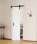Two Panel Bifold Barn Door Kit For 30 Inch Openings Space Saving Indoor Sliding Door With Folding Panels And Hardware White MDF
