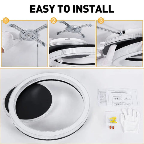 White Finish Modern Flush Mount Circle Ring LED Ceiling Light With Three Color Temperature Settings installation guide